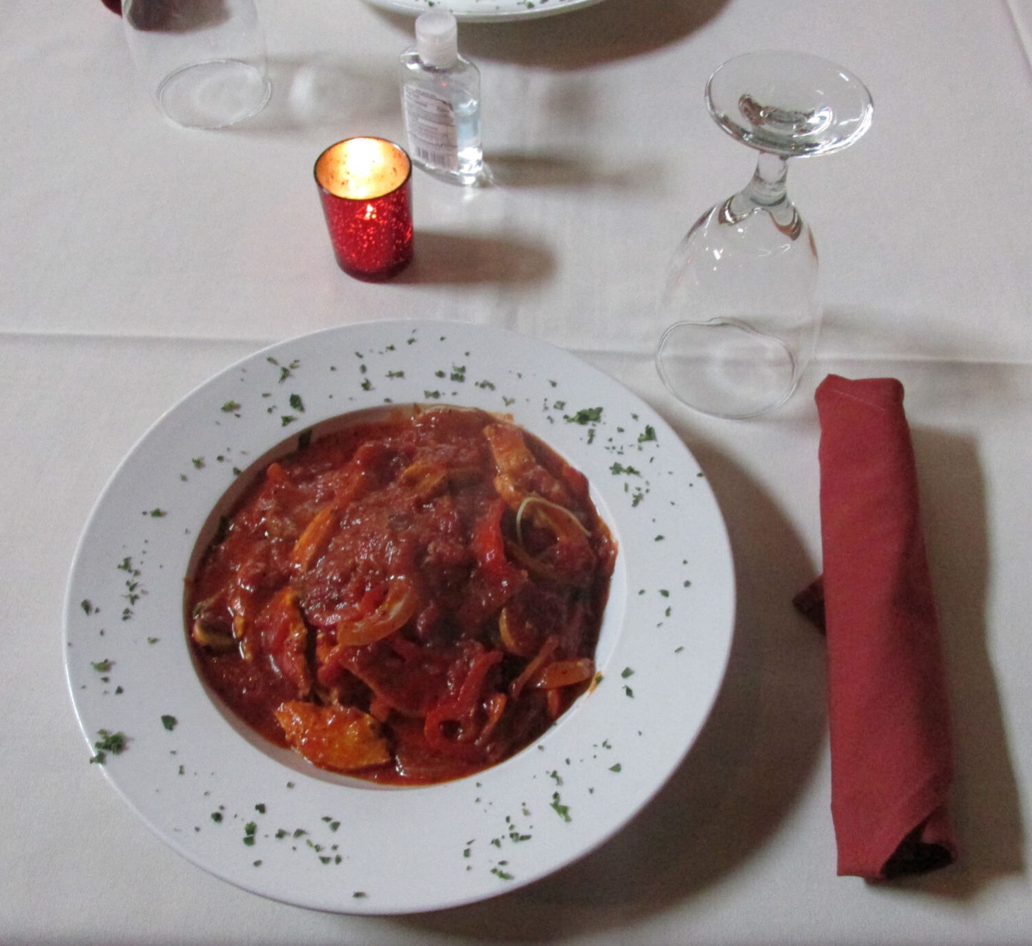 Gjoka's favorite is the spicy Chicken Cacciatore